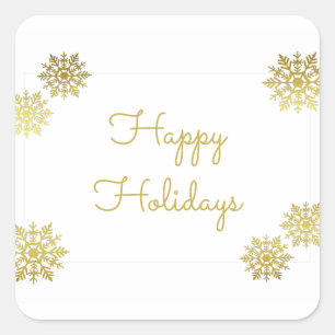 Sticker Carré Gold Chimmerge Chic Snowflake Holiday