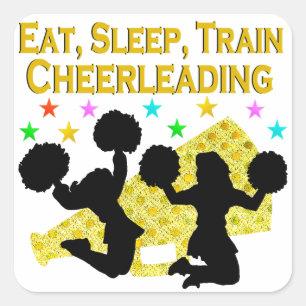 STICKER CARRÉ GOLD EAT SLEEP CHEERLEADING DESIGN