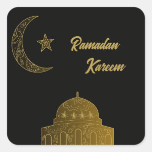 Sticker Carré Gold et Black Happy Ramadan Kareem 2024