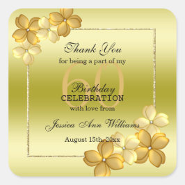 Sticker Carré Gold Floral Décoration & Parties scintillant 60e a