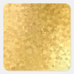 Sticker Carré Gold Hearts Elegant Blank Ajouter votre Modèle de 