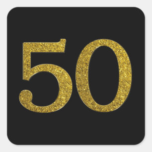 Sticker Carré Gold Parties scintillant Number 50 Wide Font