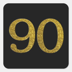 Sticker Carré Gold Parties scintillant Number 90 Wide Font