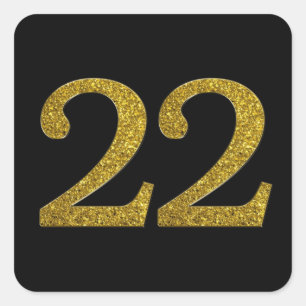 Sticker Carré Gold Parties scintillant Numéro 22 Large Police