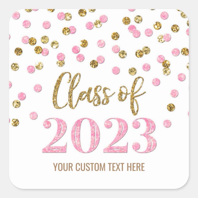 Sticker Carré Gold Pink Confetti 2023 (Devant)