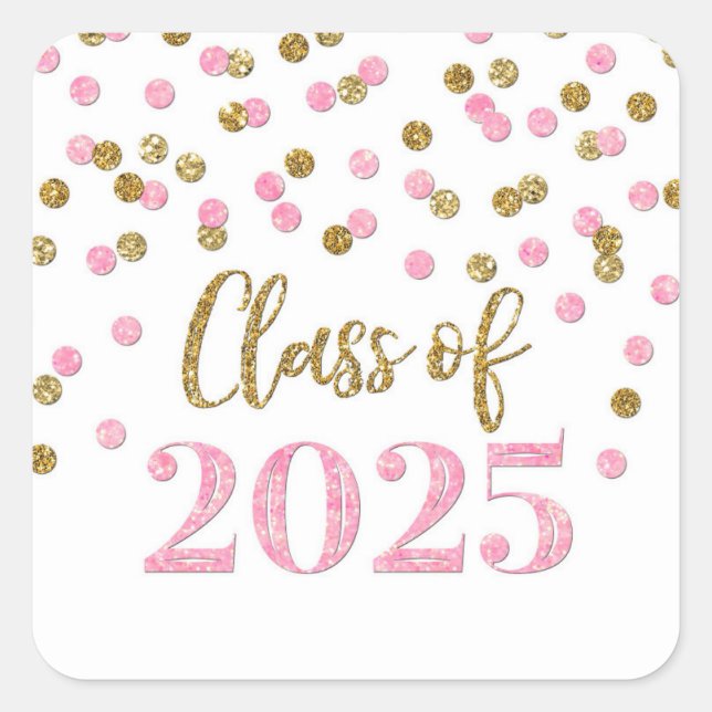 Sticker Carré Gold Pink Confetti 2025 (Devant)