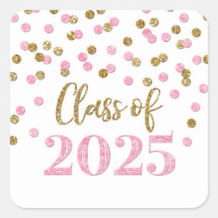 Sticker Carré Gold Pink Confetti 2025