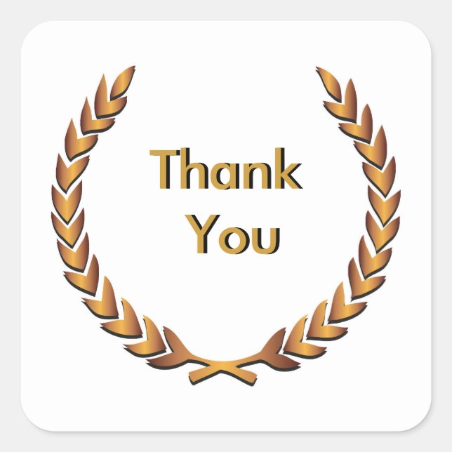 Sticker Carré Gold Rustic Laurel Wreath Merci (Devant)