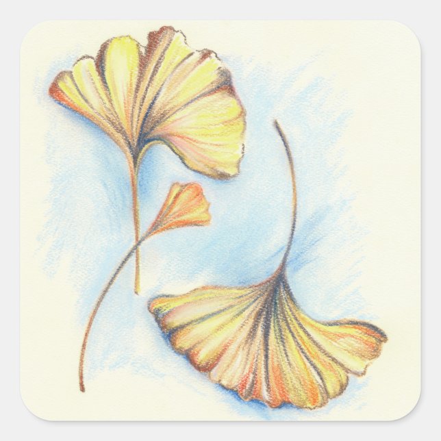 Sticker Carré Golden Autumn Ginkgo (Devant)