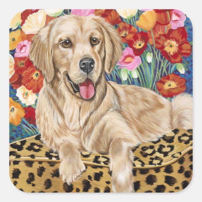 Sticker Carré Golden Boy Retriever (Devant)