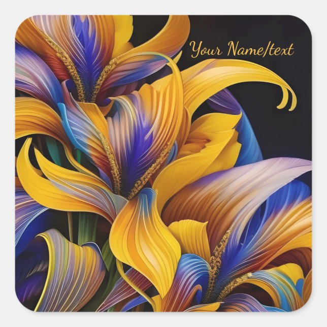 Sticker Carré Golden Iris Hosta X AI ART (Devant)