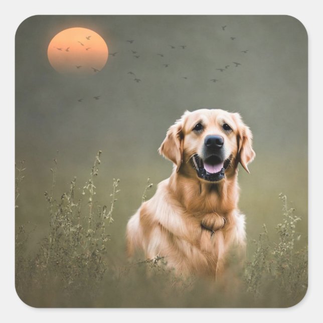 Sticker Carré Golden Retriever (Devant)
