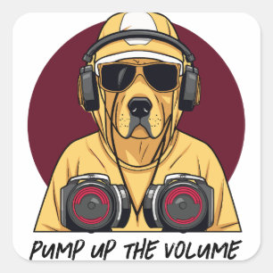 Sticker Carré Golden Retriever habillé en DJ