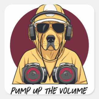 Sticker Carré Golden Retriever habillé en DJ