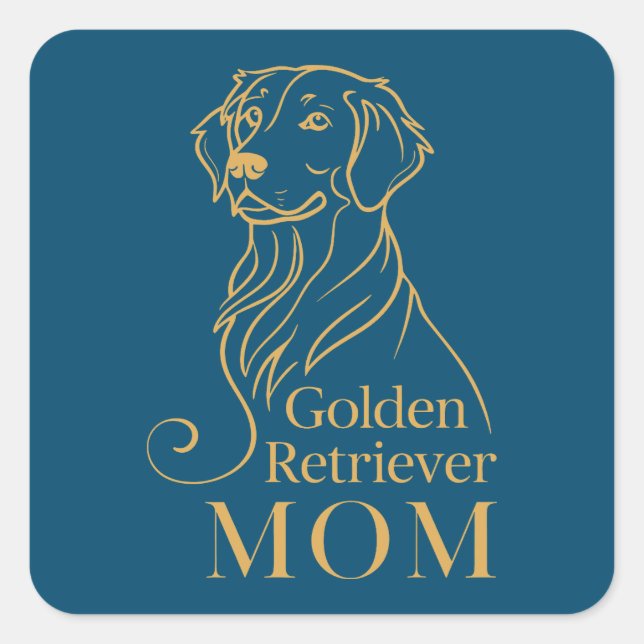 Sticker Carré Golden Retriever Maman (Devant)