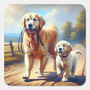 Sticker Carré Golden Revers Out Pour Une Promenade