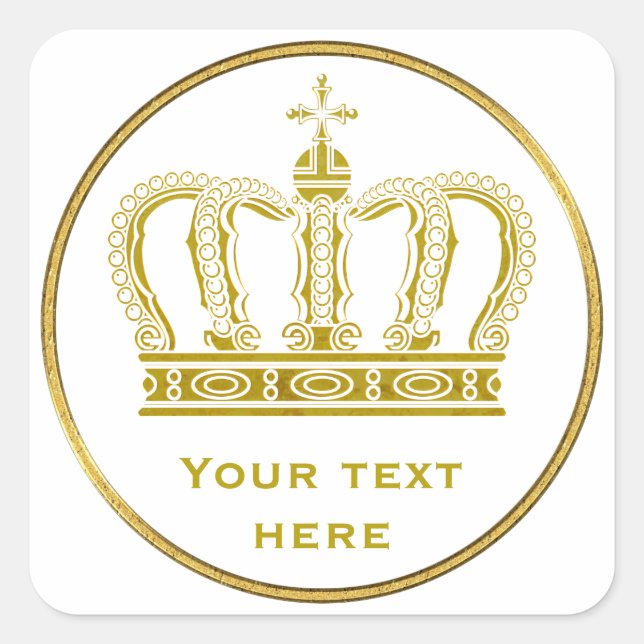 Sticker Carré Golden Royal Crown + votre backgr. & idées (Devant)