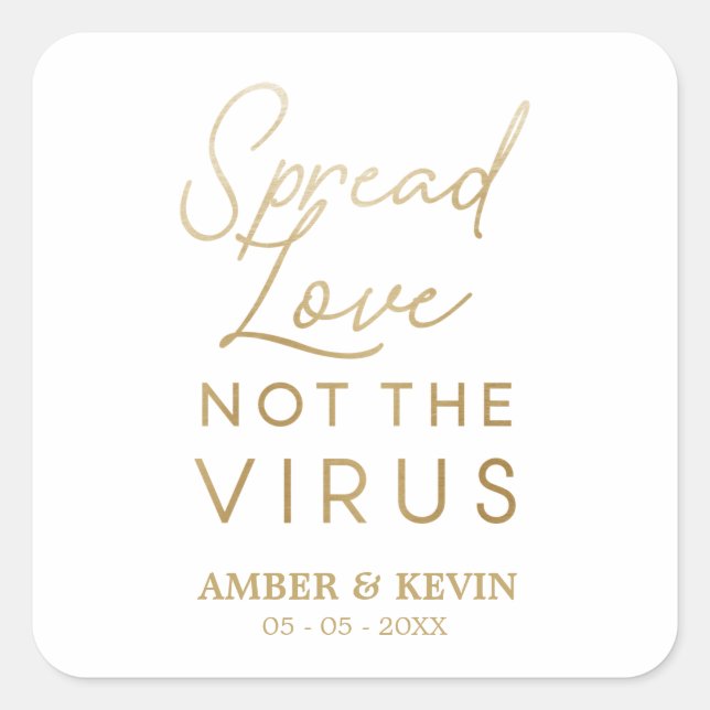 Sticker Carré Golden Whimsical Quote Wedding Sanitizer Gel (Devant)