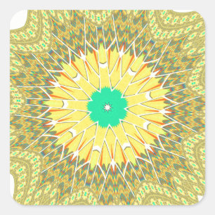 Sticker Carré Golden Yellow African ethnie tribale motif Art