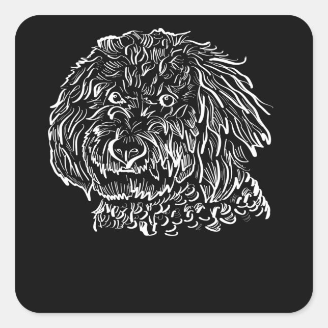 Sticker Carré Goldendoodle Line art Idée cadeau (Devant)