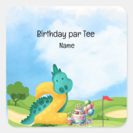 Sticker Carré Golf 2ème anniversaire thème pour les enfants golf