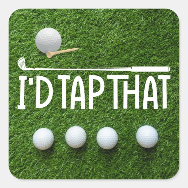 Sticker Carré Golf drôle dire pour golfeur (Devant)