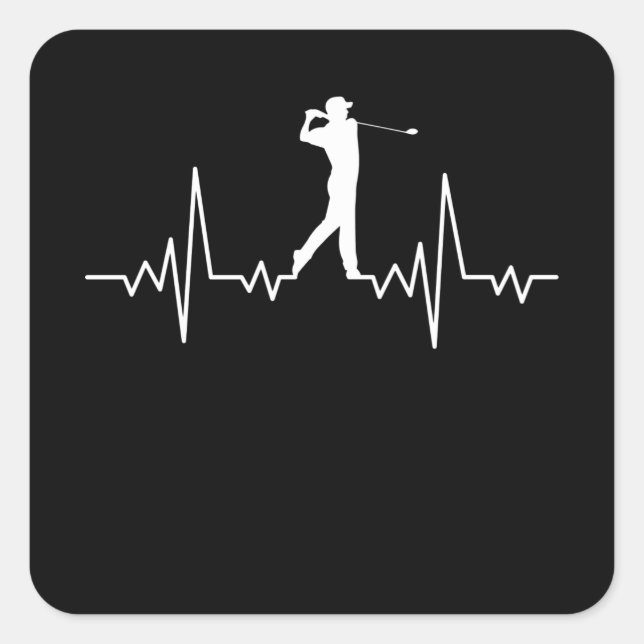 Sticker Carré GOLF HEARTBEAT Vêtements de golf Femmes Hommes Enf (Devant)
