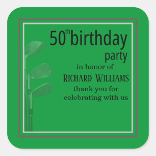 Sticker Carré Golf Moderne Entreprise Vert Noir 50e Anniversaire