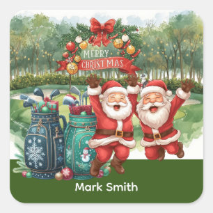 Sticker Carré Golf Santa Claus Joyeux Noël