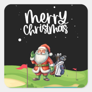 Sticker Carré Golf Santa Claus sur terrain de golf