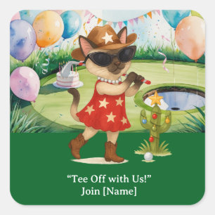 Sticker Carré GOLF TEXAS Fête d'anniversaire pour amoureux de le