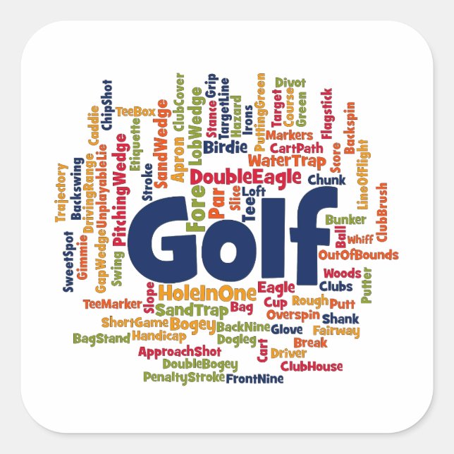 Sticker Carré Golf Word Cloud (Devant)