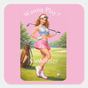 Sticker Carré Golfeuse féminine en forme Thunder_Cove
