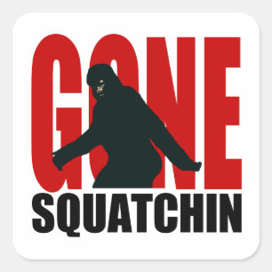 Sticker Carré Gone Squatchin - Noir et Rouge