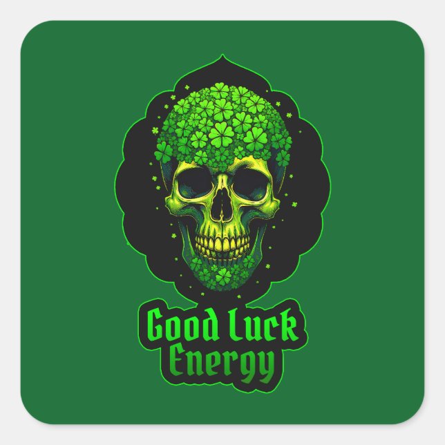 Sticker Carré Good Luck Energy Skull St Patrick’s - Autocolante (Devant)