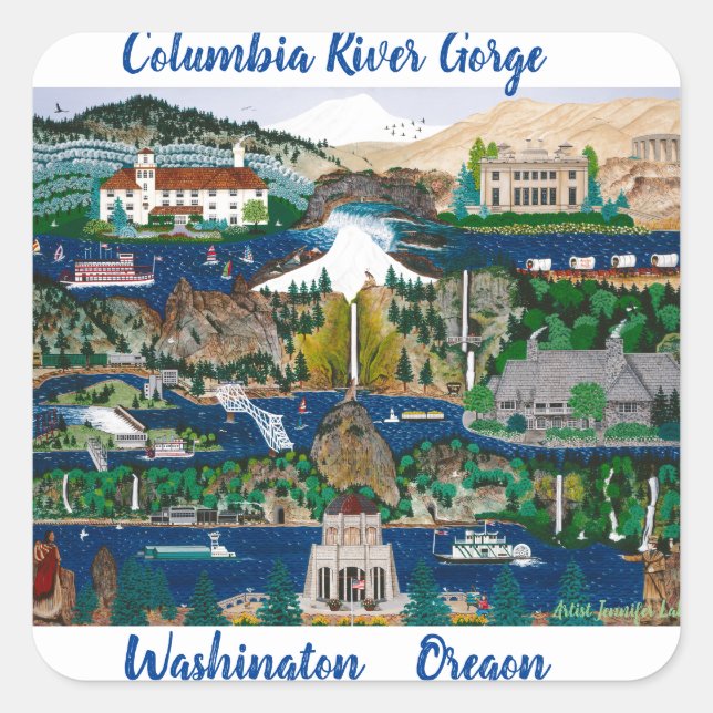 Sticker Carré Gorge Columbia River (Devant)