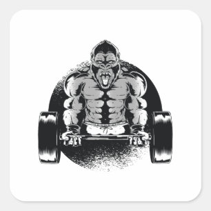 Sticker Carré Gorille Fort Pompe les Muscles