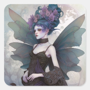 Sticker Carré Goth Dark Fairy Girl Imaginaire Art