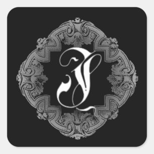 Sticker Carré Goth élégant J initial