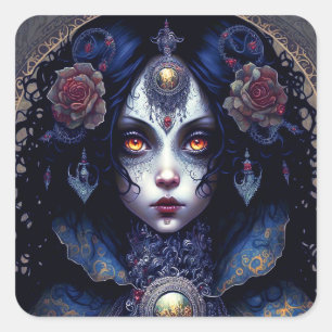 Sticker Carré Goth Lady Imaginaire gothique Art