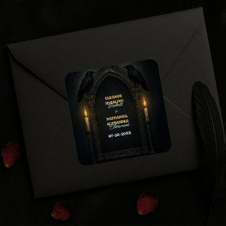 Sticker Carré Gothique Corbeau bougie Mariage d'arc