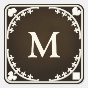 Sticker Carré Gothique Filigree Antique Monogramme Sceau personn