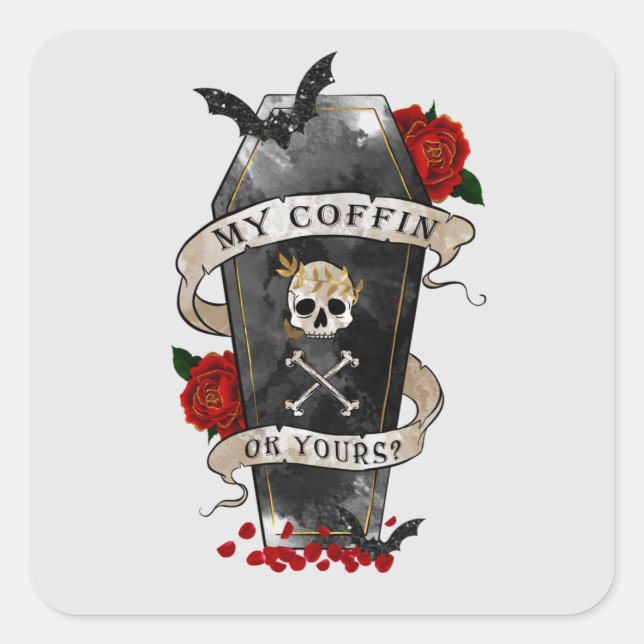Sticker Carré Gothique Funny Coffin (Devant)