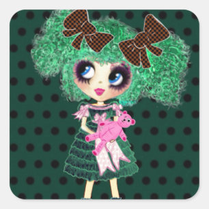 Sticker Carré Gothique Lolita fille émeraude cadeaux