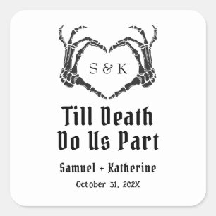 Sticker Carré Gothique Romantique Squelette main Halloween Maria