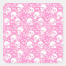 Gothique rose punk féminine crânes et feuillage Ha
