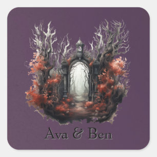 Sticker Carré Gothique violet Mariage de automne Fairytale