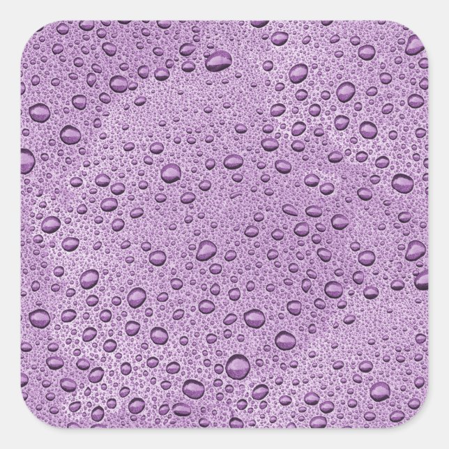Sticker Carré gouttelettes d'eau violette (Devant)