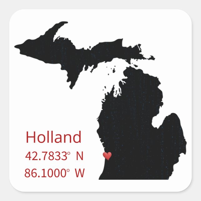 Sticker Carré GPS Coordinates of Holland Michigan (Devant)
