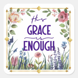 Sticker Carré Grace florale et or